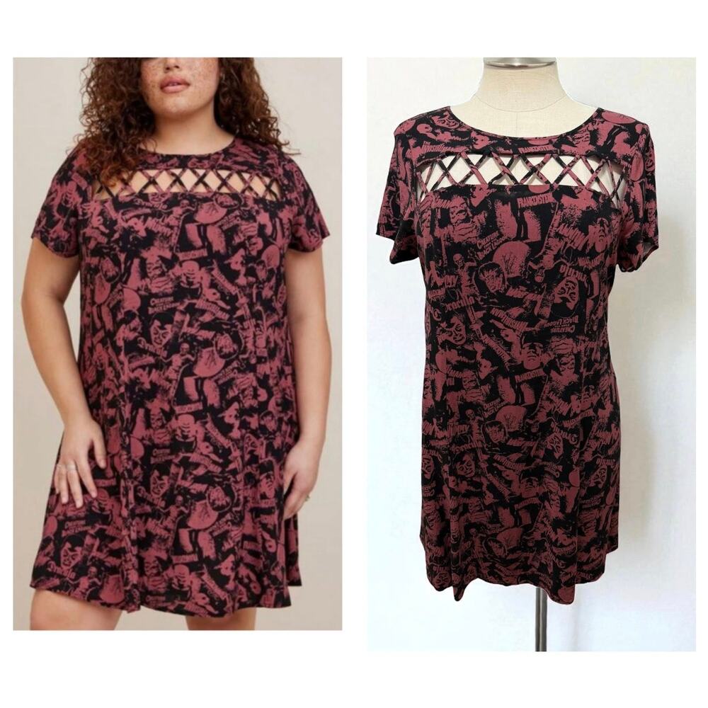 Torrid 6 (6X 30) Universal Monsters Bride Frankenstein Dracula Mummy Mini Dress